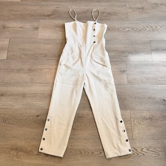 Fletch by Joelle Fletcher White Jumpsuit Size‎ Small S Spaghetti Strap - Picture 1 of 6